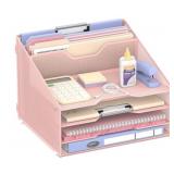 New 4 Tier Pink Metal Desk Organizer