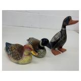 3 Wooden 8 & 9' Hand Carved Ducks