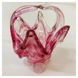 Cranberry Glass Candy Dish 6'