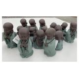 16 Baby Buddhas in Green Cloaks Approx. 4" Tall
