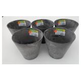 5x New 7" Tall Grey Plastic Draining Planter Pots