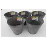 5x New 7" Tall Grey Plastic Draining Planter Pots