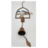 28" Long Metal Chicadees Garden Bell Decor