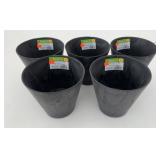5x New 7" Tall Black Plastic Draining Planter Pots