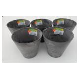 5x New 7" Tall Grey Plastic Draining Planter Pots