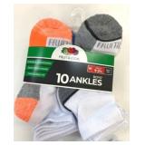 10 New Pairs FOTL Size M Boys Ankle Socks
