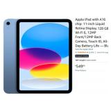 New Apple iPad 11" 128GB WiFi 6 w/ A16 Chip Blue