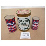 Quaker State Tin Oil & Steed Tins Full