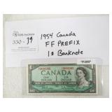 1954 Canada $1 Banknote