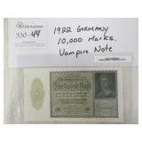 1922 Germany 10000 Marks Vampire Note
