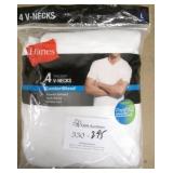 Hanes 4 Pack V-Neck T-Shirts Size L