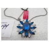 Betsey Johnson Blue Crystal Flower Pendant