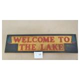 Wooden Welcome To The Lake Sign 26x7"