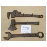 3 Cast Iron Tool Coat/Key Hooks