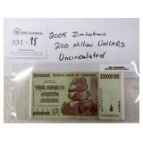 2005 Zimbabwe 200 Million Dollars