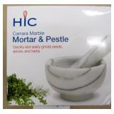 HIC Carrara Marble Mortar & Pestle