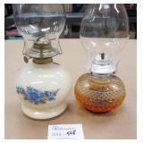 2 Glass Globes Oil Lamps