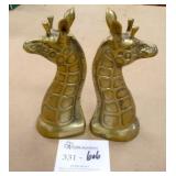 2 Brass Giraffe Head Book Ends