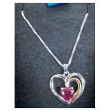 Sterling Silver & 14K Gold Ruby & Diamond Pendant