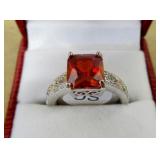 925 Silver Orange Topaz Size 10 Ring