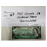 1967 Canada Centennial $1 Banknote