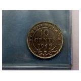 1945 Newfoundland Silver 10 Cents