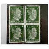 Nazi Germany Adolf Hitler Block of 4 Stamps