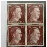 Nazi Germany Adolf Hitler Block of 4 Stamps