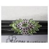 .925 Silver 3.09ct Peridot/Ruby Ring MSRP $615