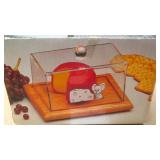 Solid Oak Cheese Server w/Board & Cover