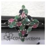 3.52ct Emerald/Ruby/Sapphire Ring MSRP $635