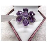Sterling Silver 7 Amethyst (Approx 10.0ct) Ring