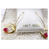 10K Gold Heart Ruby (0.70ct) Earrings MSRP $400