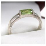 Sterling Silver Emerald Cut Peridot Ring MSRP $200