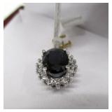 14K Gold Sapphire & Diamond Halo Pendant