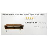 Union Rustic Whitaker Wood Top Coffee Table