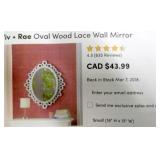 Viv + Rae Oval Wood Lace Wall Mirror ~ 16" x 13"
