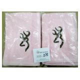 2 Pink Browning Hand Towels