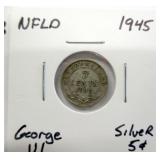 1945 Newfoundland Silver 5 Cent
