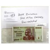 2005 Zimbabwe 200 Million Dollars