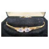 Cubic Zirconia Gold Tone Bracelet