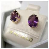 14K Gold Genuine Amethyst Earrings MSRP $400
