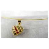 18K Gold 2-Sided Pendant w/Rubies & Sapphires