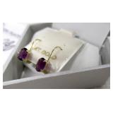 10K Gold  Genuine Amethyst Lever Back Earrings
