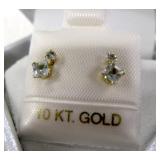 10K Gold Genuine Aquamarine Earrings MSRP $240