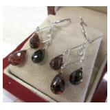 14K White Gold Garnet (Jan. Birthstone) Earrings