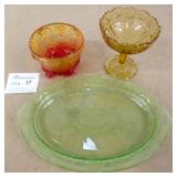 3 Coloured Glass Bowls & Platter