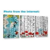 Birches & Poppies 3pc Canvas Wrapped Print