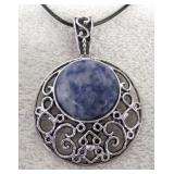 Natural Crystal Sodalite Quartz Moon Pendant