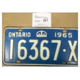 1965 Ontario License Plate